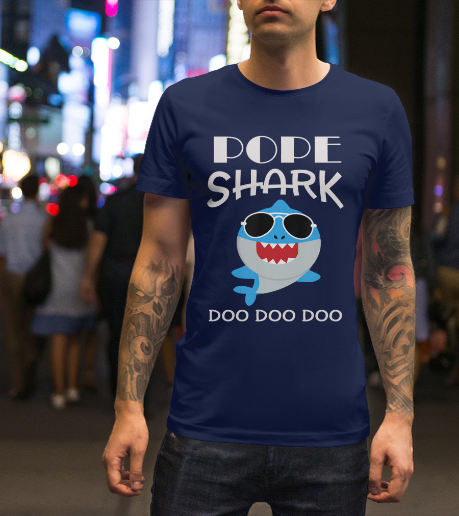 Pope Shark Doo Doo Doo Sunglasses Bite T-Shirt