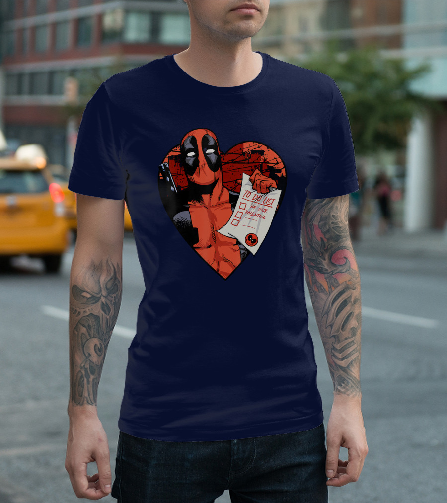 Marvel Deadpool Be Your Valentine To Do List Heart T-Shirt