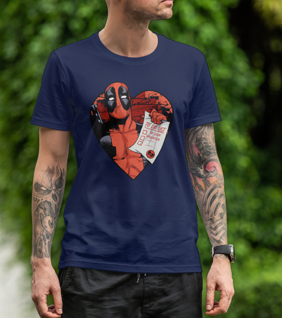 Marvel Deadpool Be Your Valentine To Do List Heart T-Shirt