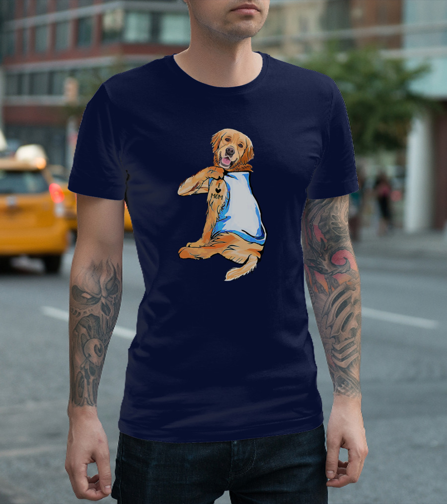 Golden Retriever Dog Tattoo 'I Love Mom' Trendy Ideas for Women T-Shirt