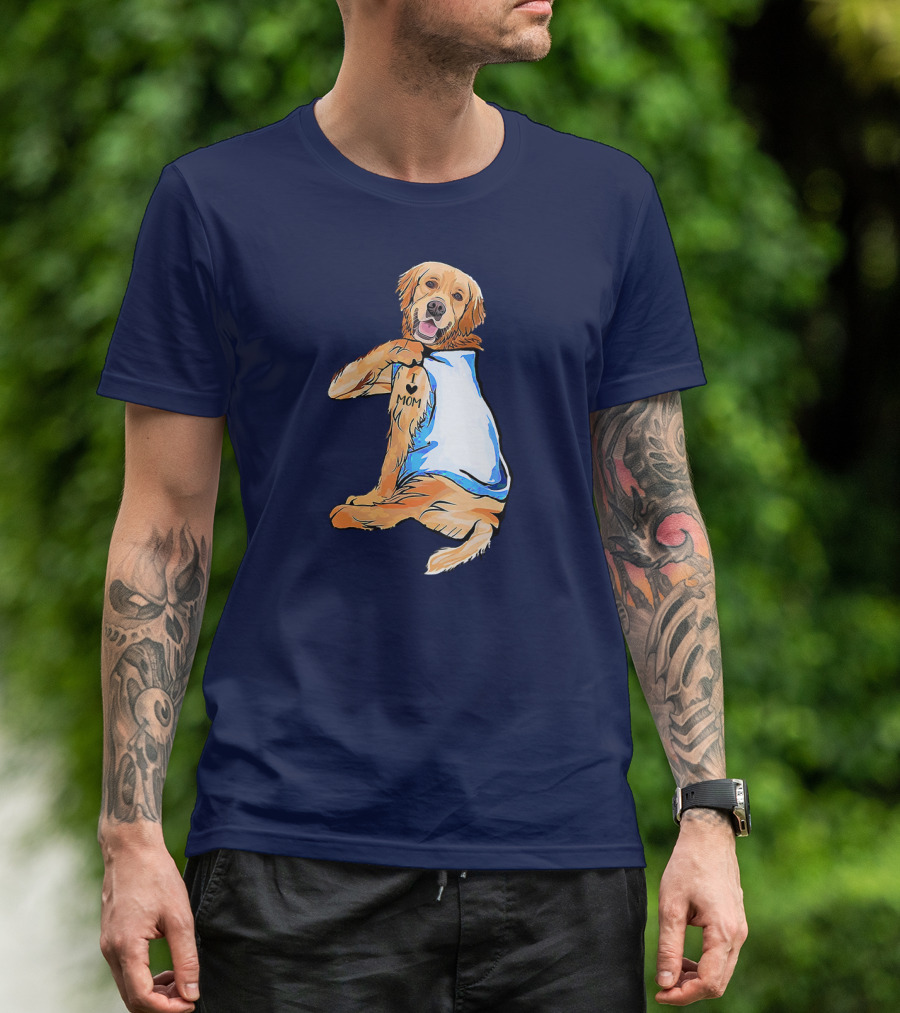 Golden Retriever Dog Tattoo 'I Love Mom' Trendy Ideas For Women T-Shirt