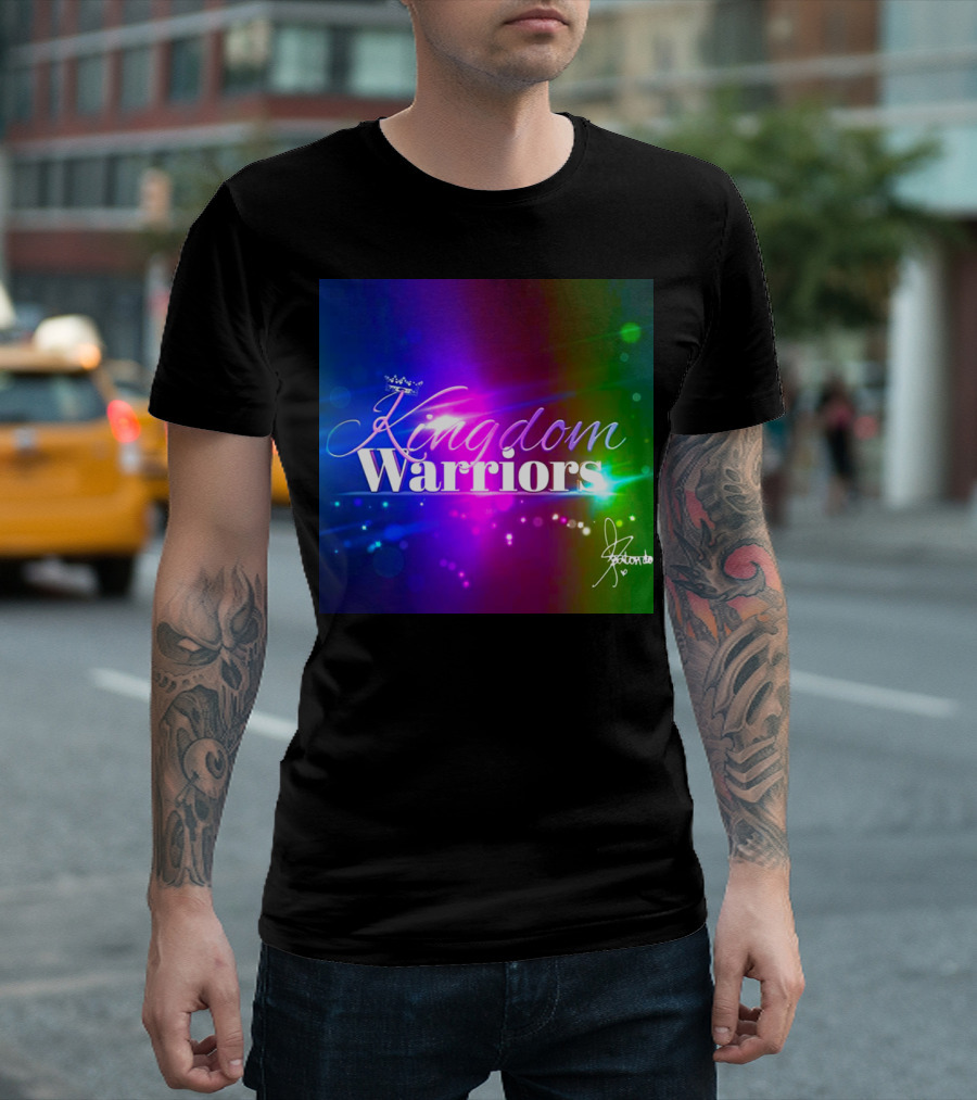 Kingdom Warriors With Crown And Signature In Vibrant Multicolor Light Burst T-Shirt
