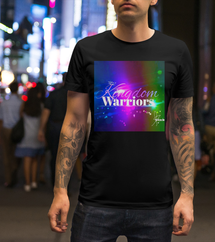 Kingdom Warriors With Crown And Signature In Vibrant Multicolor Light Burst T-Shirt