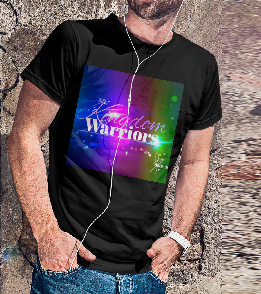 Kingdom Warriors With Crown And Signature In Vibrant Multicolor Light Burst T-Shirt