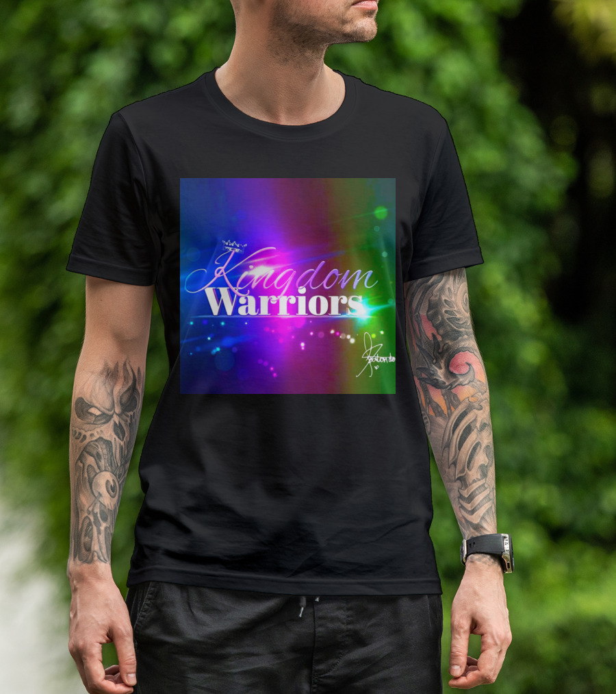 Kingdom Warriors With Crown And Signature In Vibrant Multicolor Light Burst T-Shirt