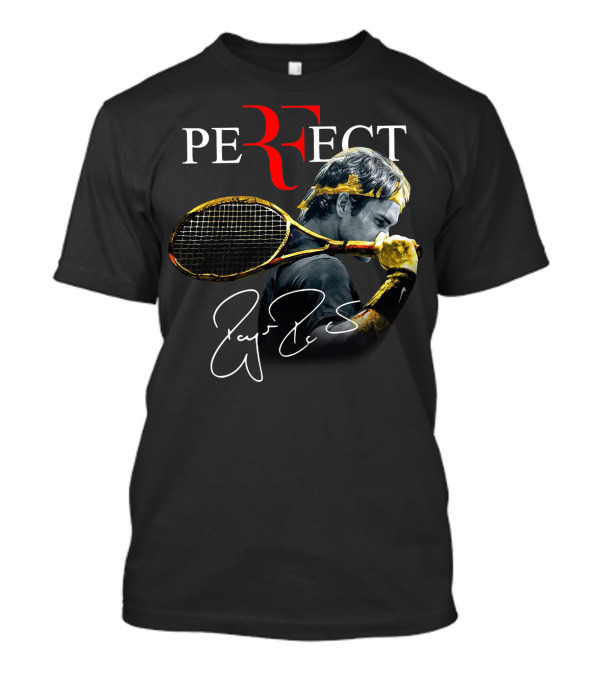 Roger Federer Perfect Tennis Tribute Racket Signature Iconic Moment T-Shirt
