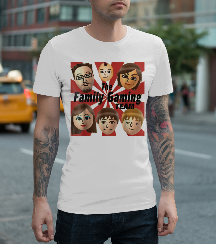 Family Gaming Team Characters With Text Burst T-Shirt