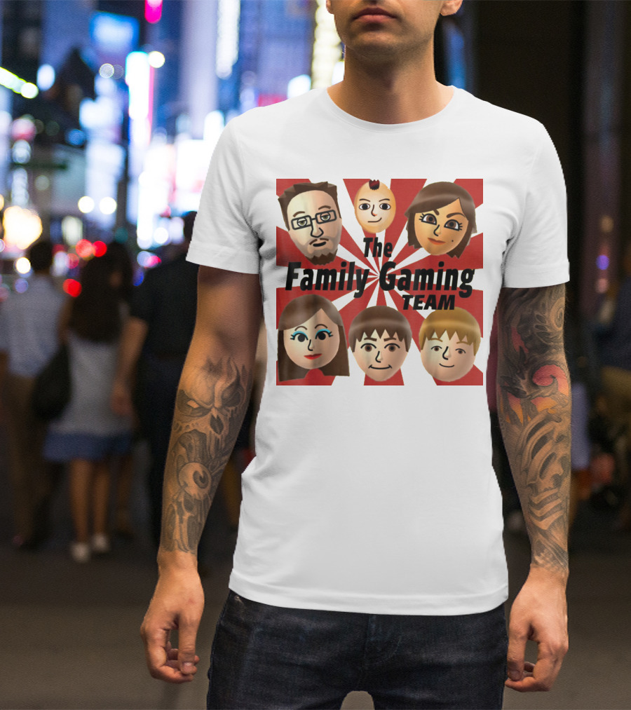 Family Gaming Team Characters With Text Burst T-Shirt