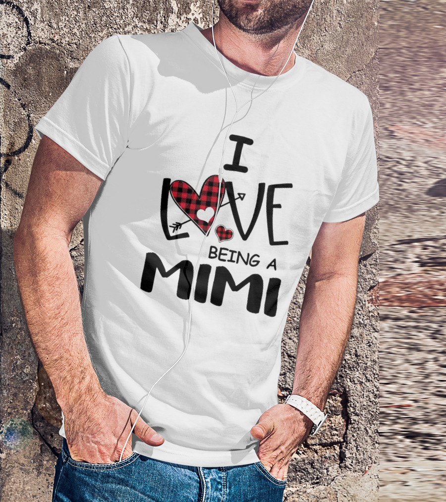 I Love Being A Mimi Heart Arrow Plaid T-Shirt