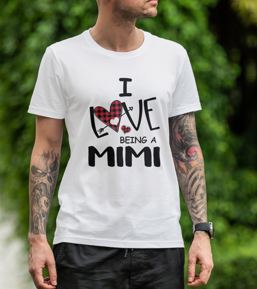 I Love Being A Mimi Heart Arrow Plaid T-Shirt