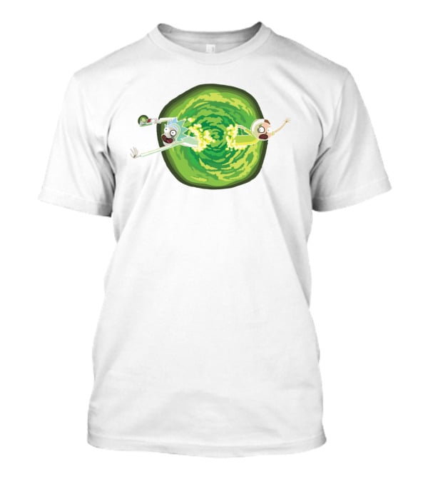 Rick And Morty Animated Portal Gun Adventure Scene T-Shirt