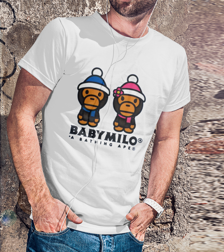 BABY MILO A BATHING APE Blue And Pink Winter Outfits T-Shirt