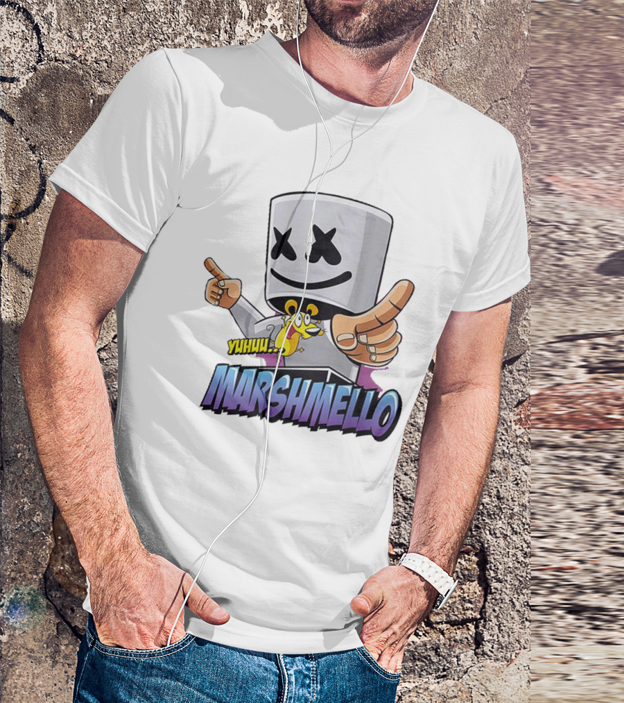 Marshmello Yuhuuu Cartoon Styled Short Sleeve T-Shirt