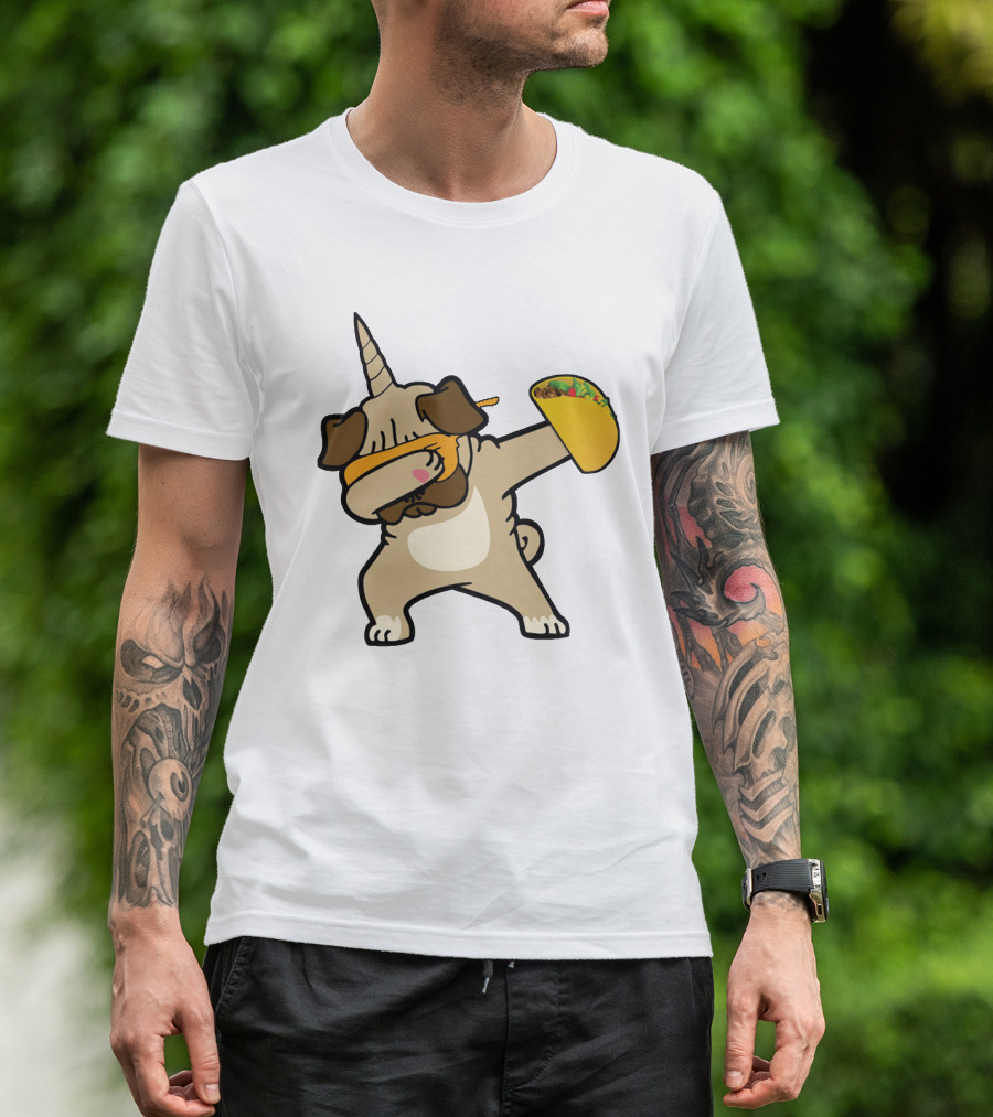 Dabbing Pugicorn With Taco Mexican Style Fun T-Shirt