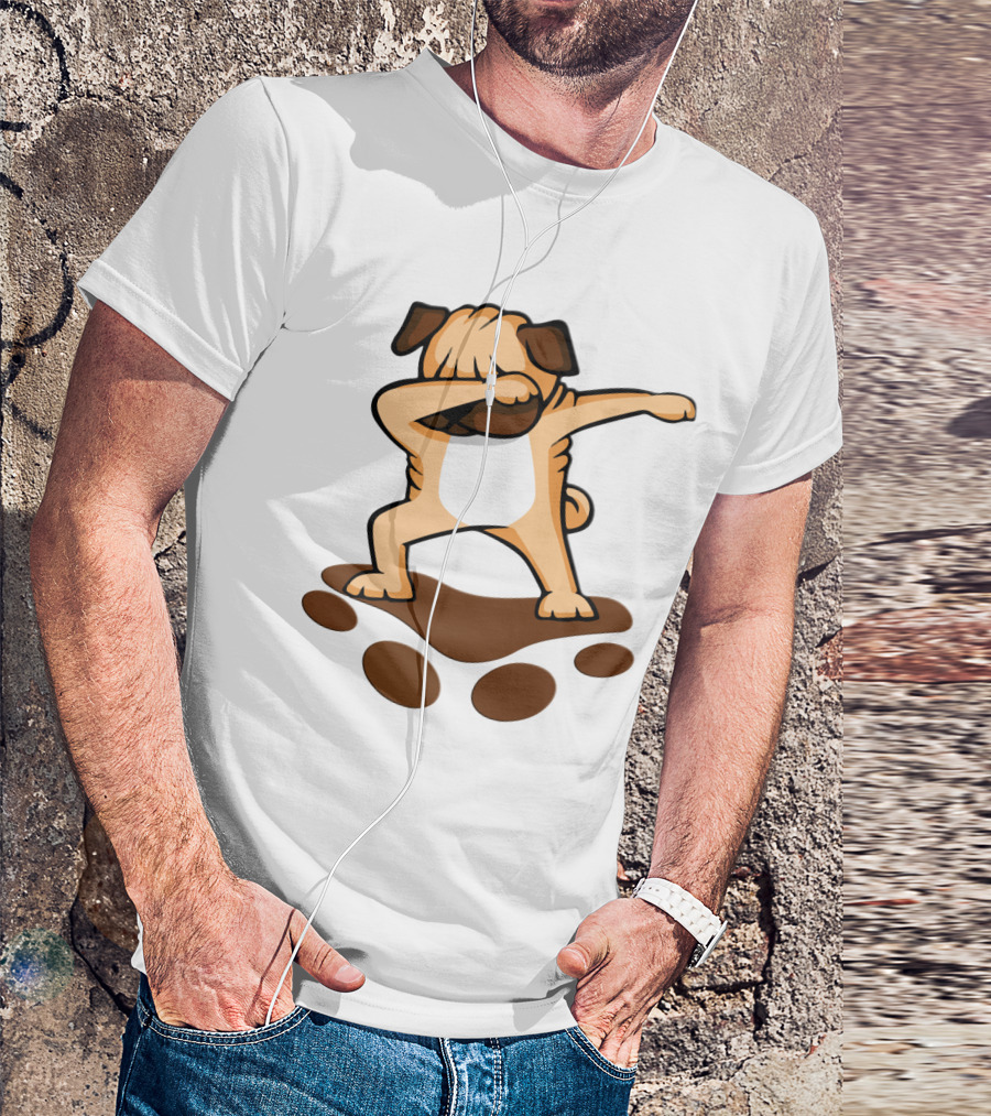 Dabbing Pug Dog With Paw Prints Funny Pug Owner T-Shirt