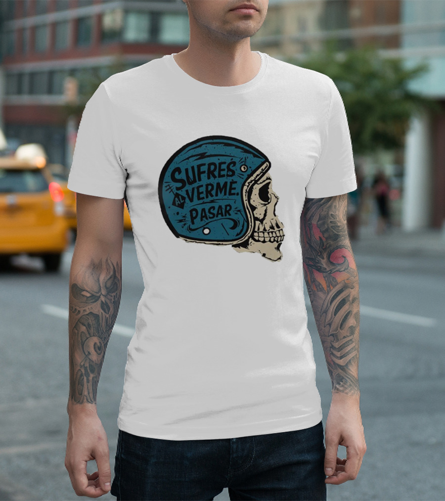 Sufres al Verme Pasar Skull Helmet Cartoon Character T-Shirt