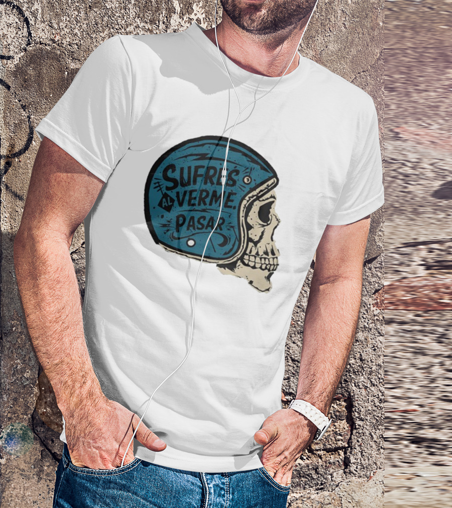Sufres Al Verme Pasar Skull Helmet Cartoon Character T-Shirt