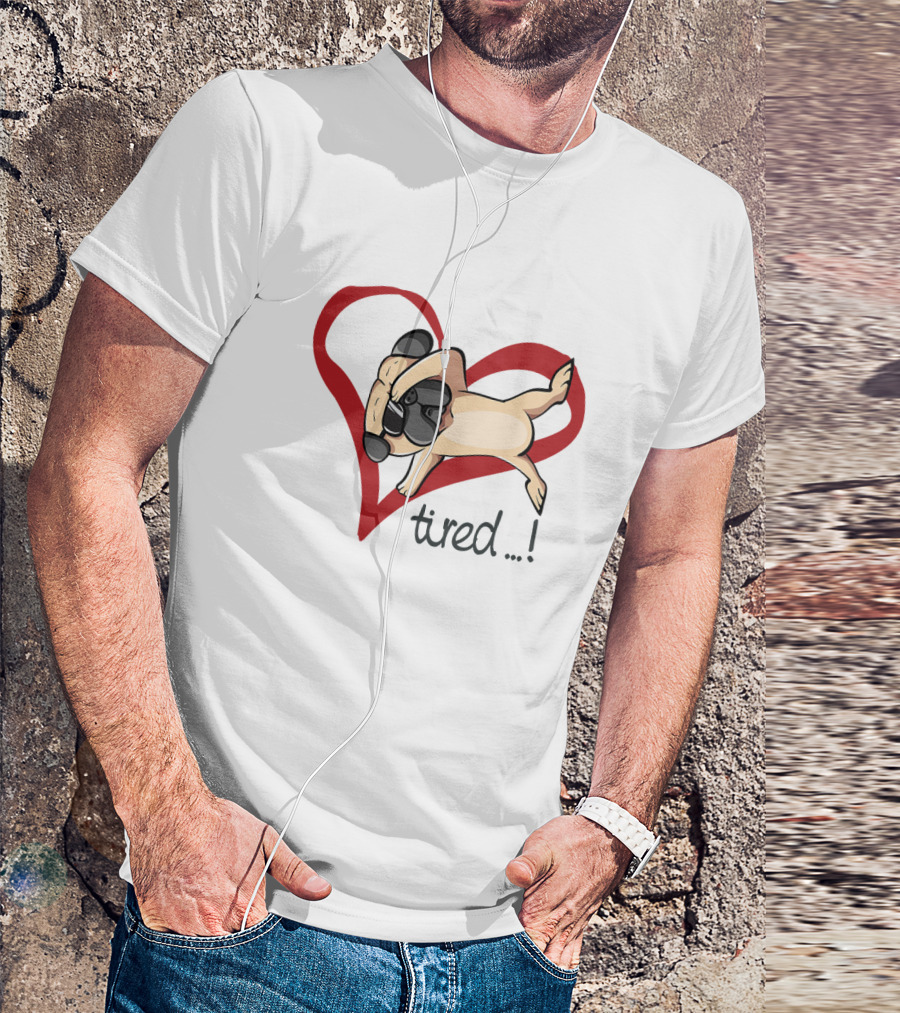 Pug Relaxing In Heart With Tired Expression Unrequited Love T-Shirt