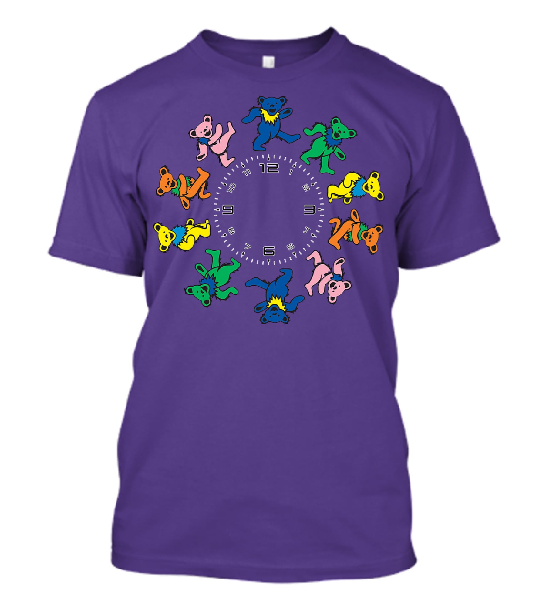 The Grateful Bear Colorful Dancing Bears Around Clock T-Shirt