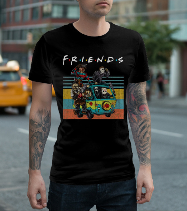 Friends Horror Icons Massacre Machine Cartoons T-Shirt