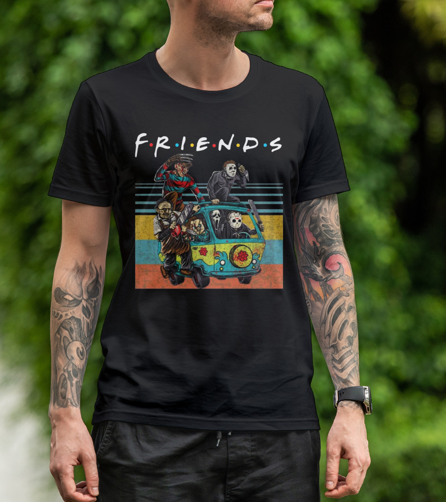 Friends Horror Icons Massacre Machine Cartoons T-Shirt