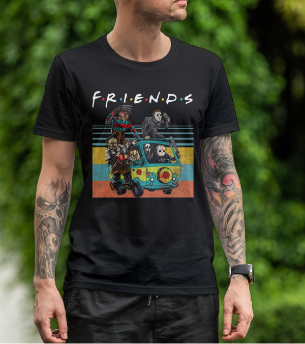 Friends Horror Icons Massacre Machine Cartoons T-Shirt
