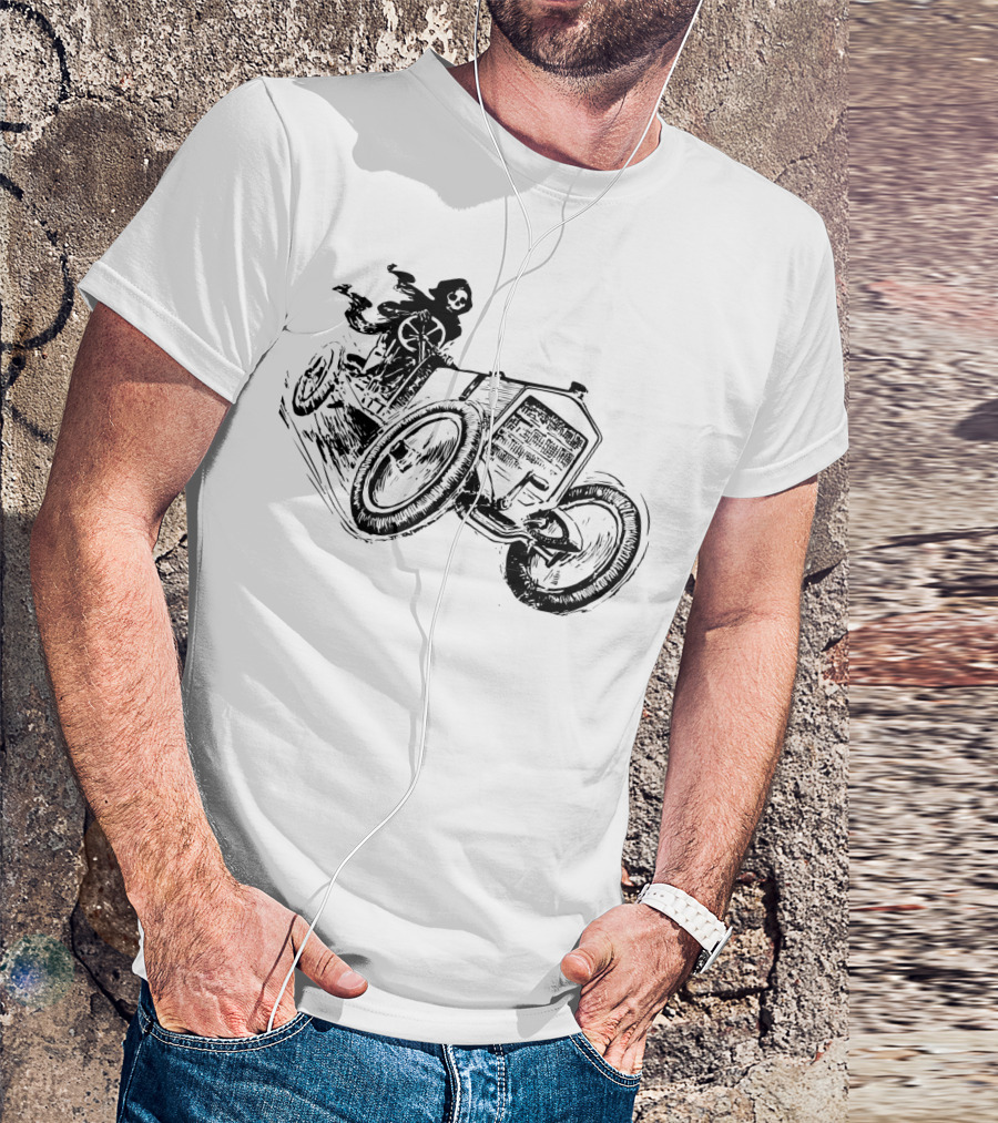 Vintage Death Racing Grim Reaper In High-Speed Race Car T-Shirt