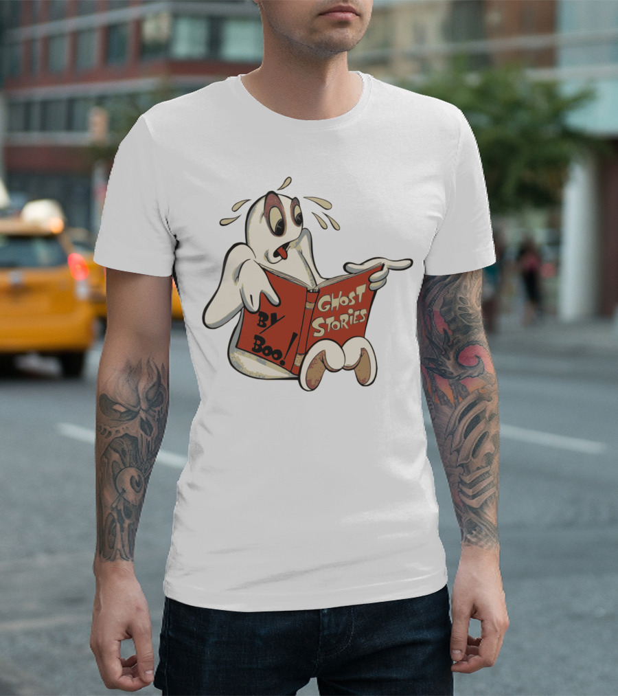 Ghost Stories by Boo Adorable Reading Cartoon Ghost T-Shirt