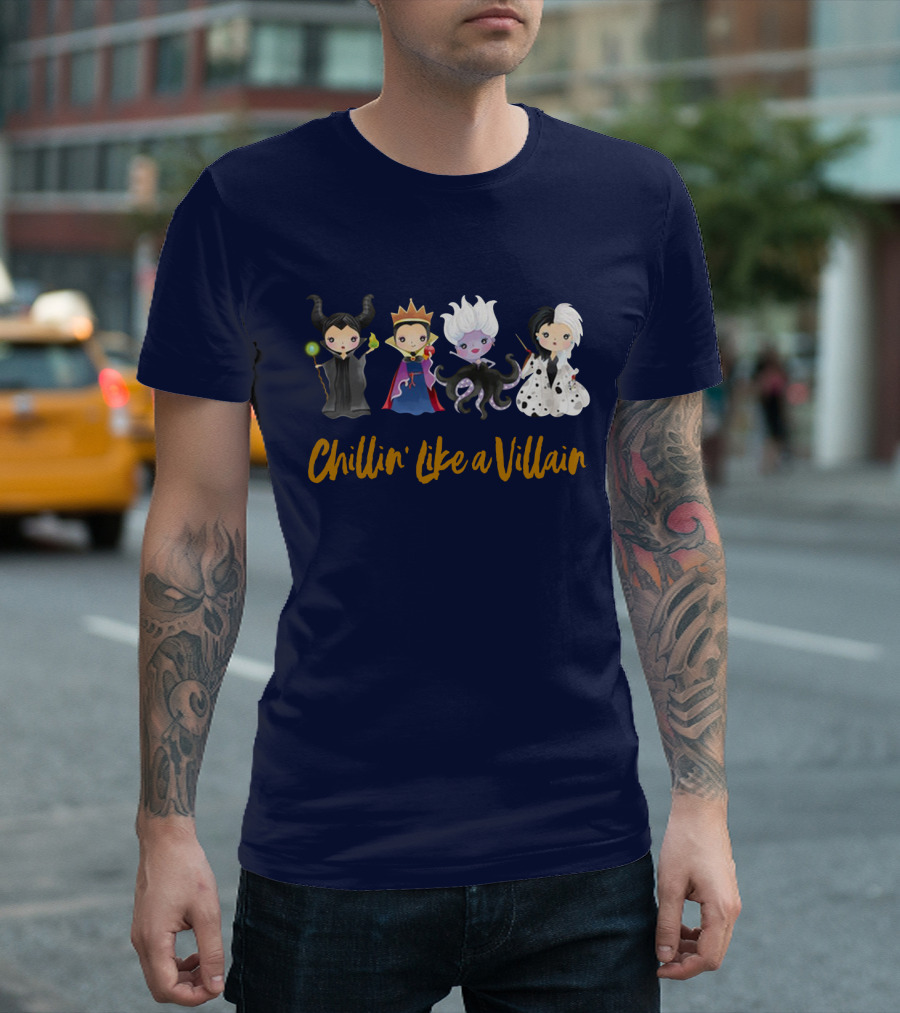 Disney Chillin' Like a Villain Maleficent Evil Queen Ursula Cruella Characters T-Shirt
