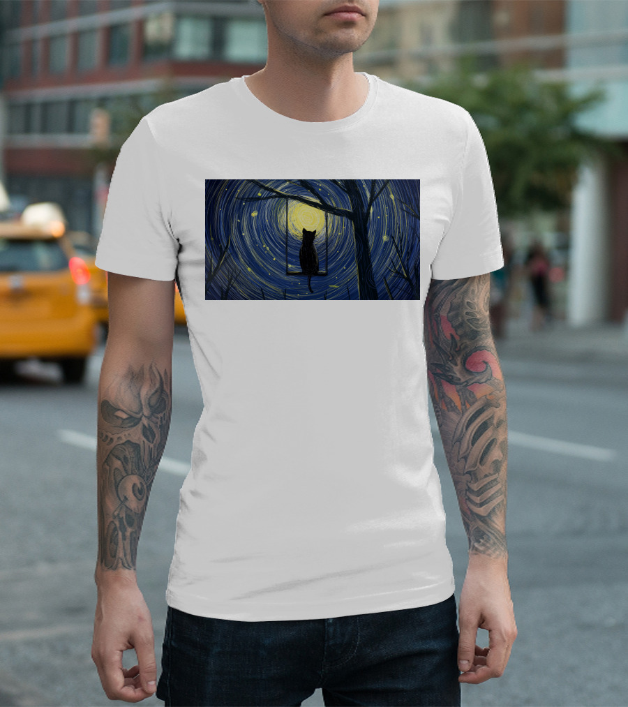 Cat Impression Starry Night Cute Series T-Shirt