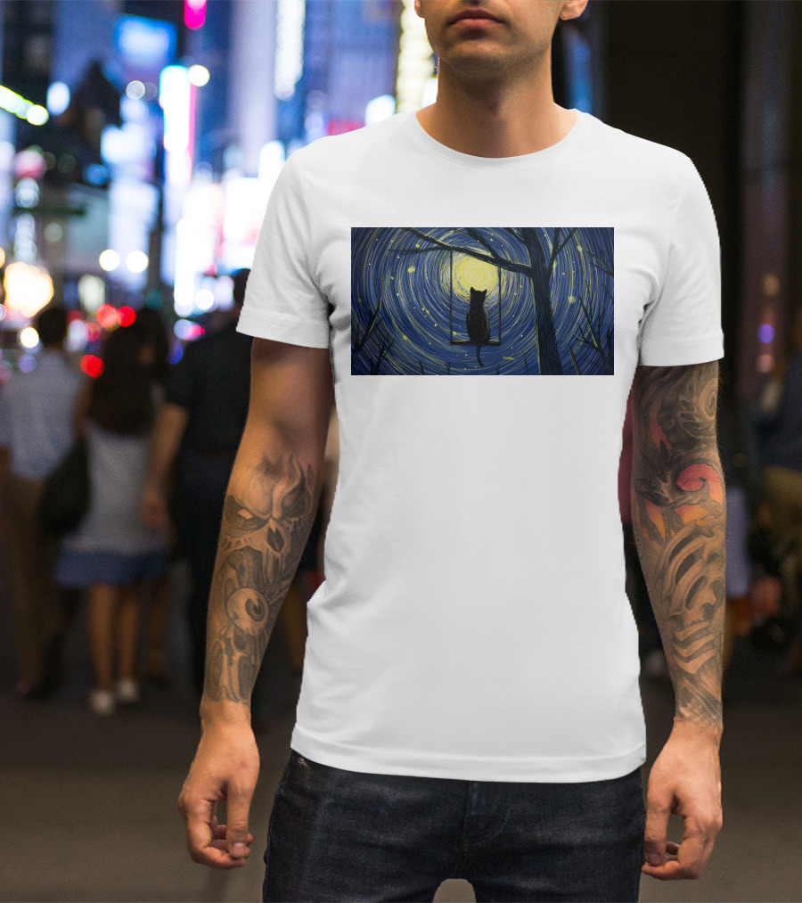 Cat Impression Starry Night Cute Series T-Shirt
