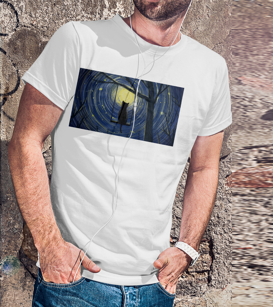 Cat Impression Starry Night Cute Series T-Shirt