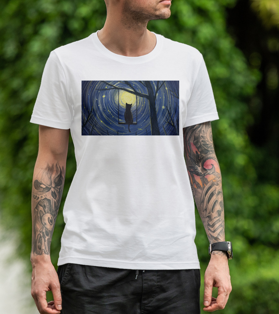 Cat Impression Starry Night Cute Series T-Shirt