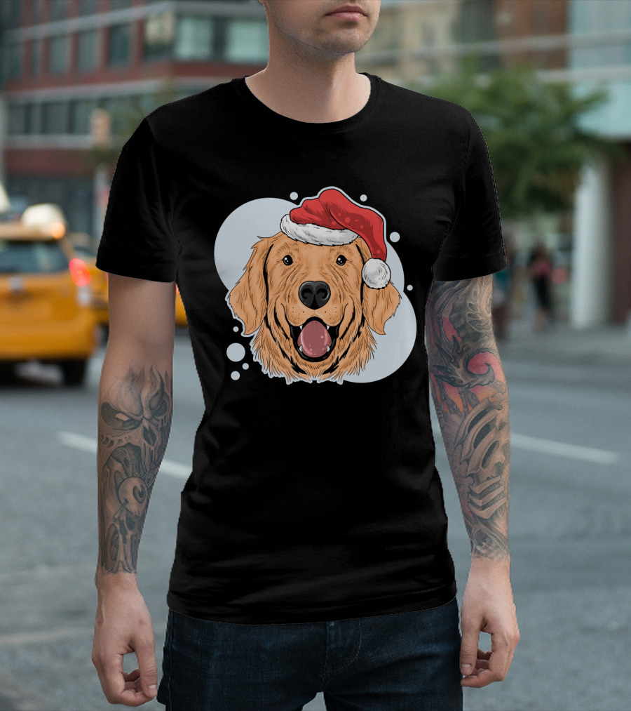 Christmas Dog Santa Claus Hat T-Shirt