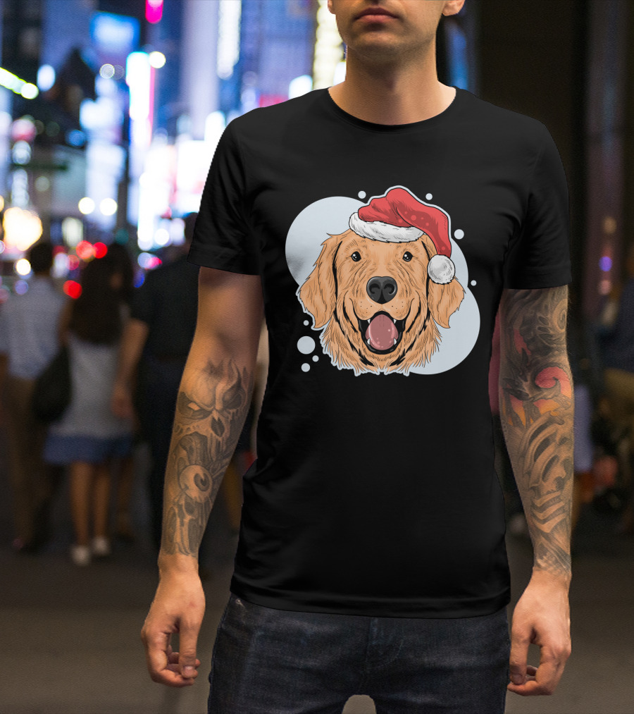 Christmas Dog Santa Claus Hat T-Shirt