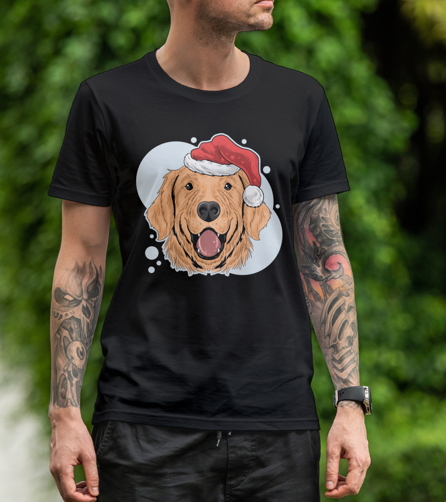 Christmas Dog Santa Claus Hat T-Shirt