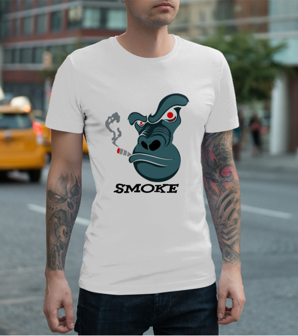 Smoke Kong Smoking Gorilla Icon With Angry Red Eyes T-Shirt