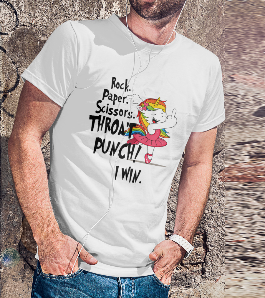 Unicorn Ballet Rock Paper Scissors Throat Punch I Win T-Shirt