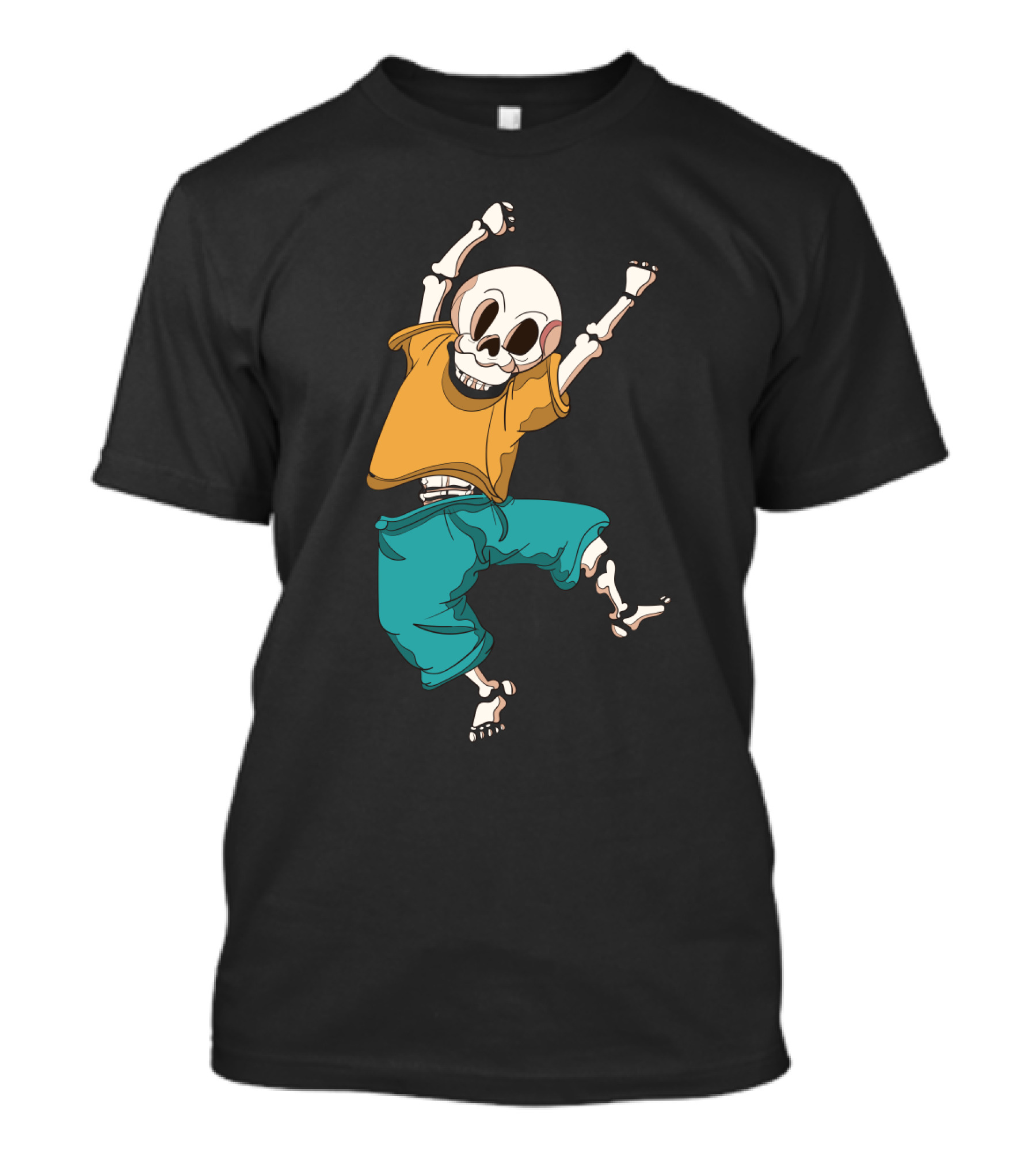 Joyful Hand Drawn Skeleton In Casual T-Shirt