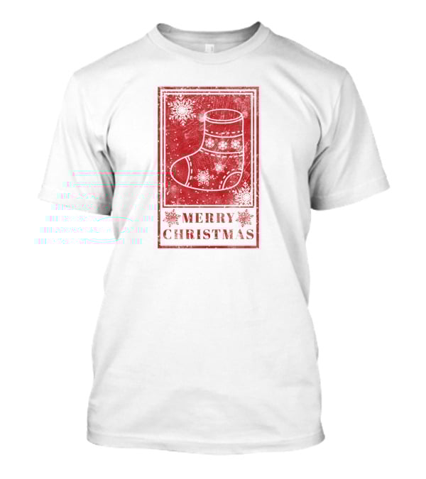 Merry Christmas Red Sock Post Stamp T-Shirt
