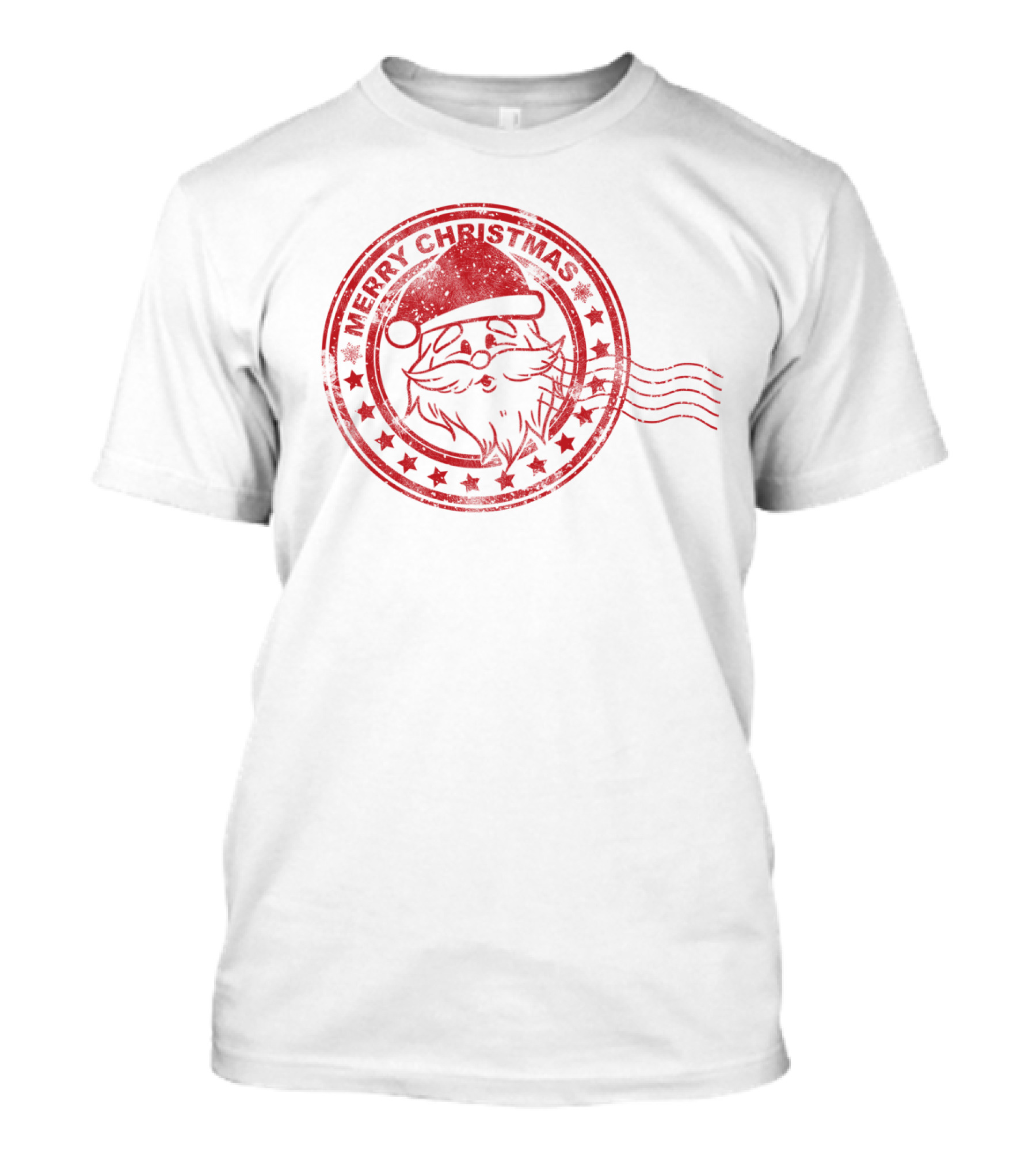 Merry Christmas Santa Claus Postmark Seal With Stars And Hat T-Shirt