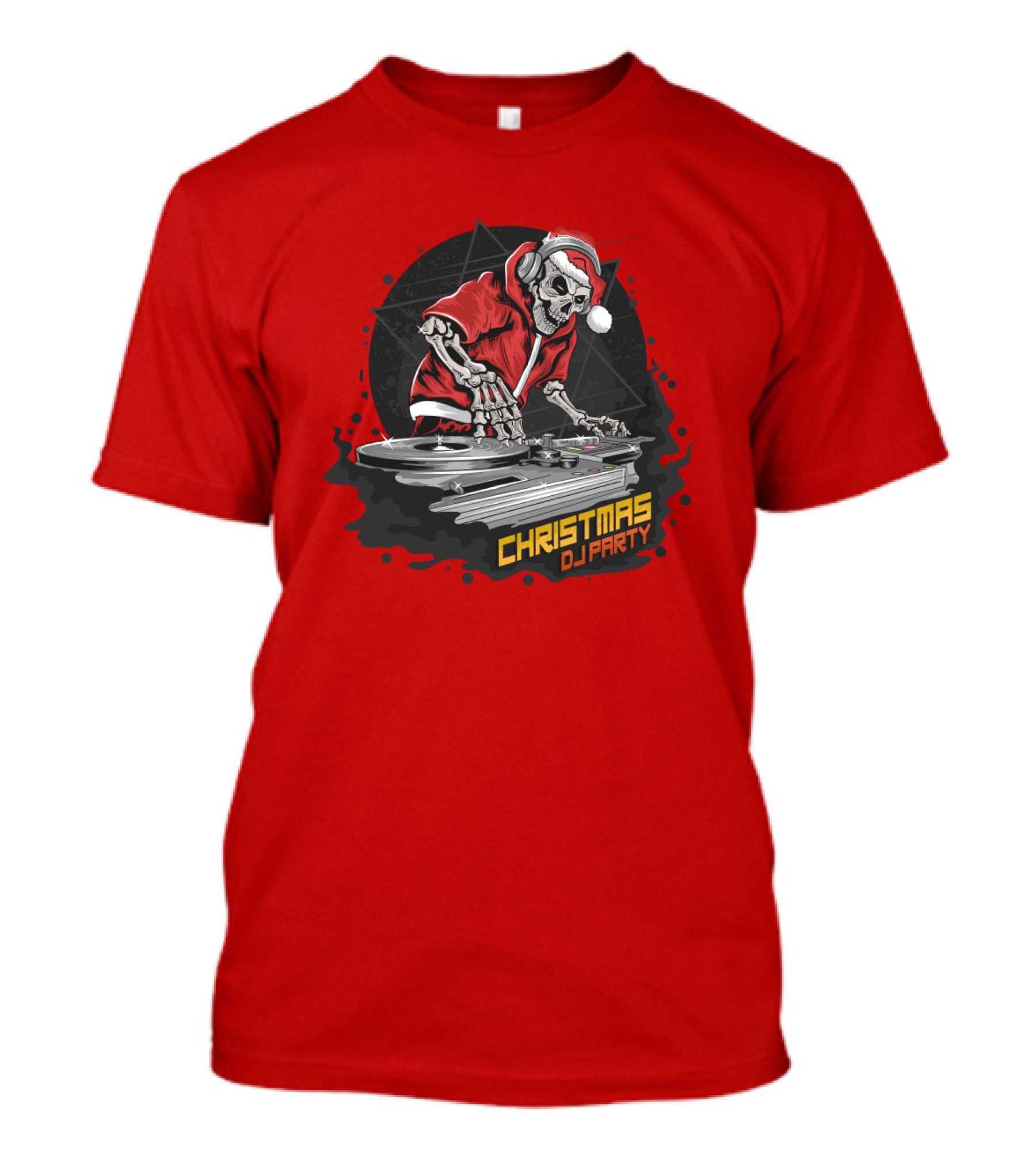 Christmas DJ Party Skull Santa Claus T-Shirt