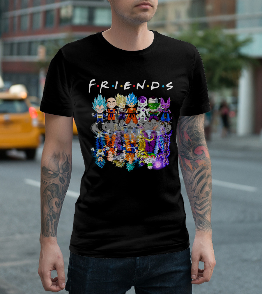 F.R.I.E.N.D.S Goku Vegeta Krillin Piccolo Frieza Beerus Dragon Ball Crossover T-Shirt