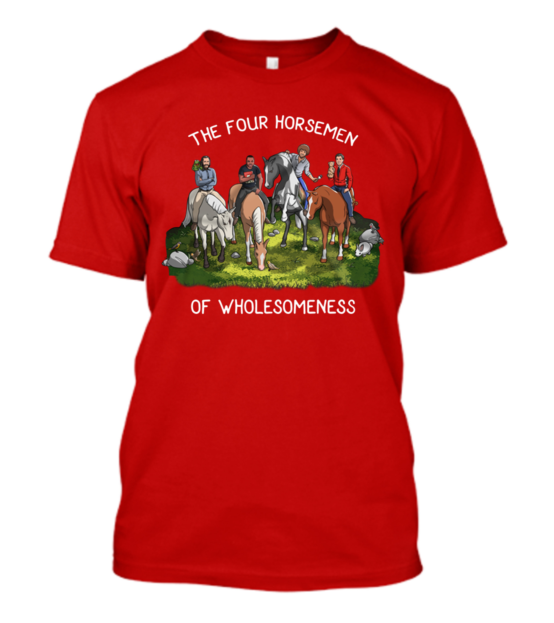 The Four Horsemen Holding Cats And Dogs Of Wholesomeness T-Shirt
