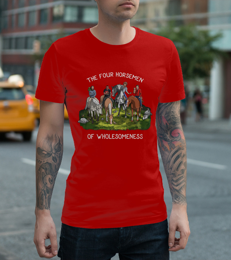 The Four Horsemen Holding Cats And Dogs Of Wholesomeness T-Shirt
