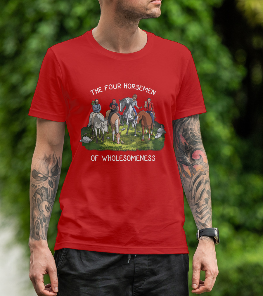 The Four Horsemen Holding Cats And Dogs Of Wholesomeness T-Shirt