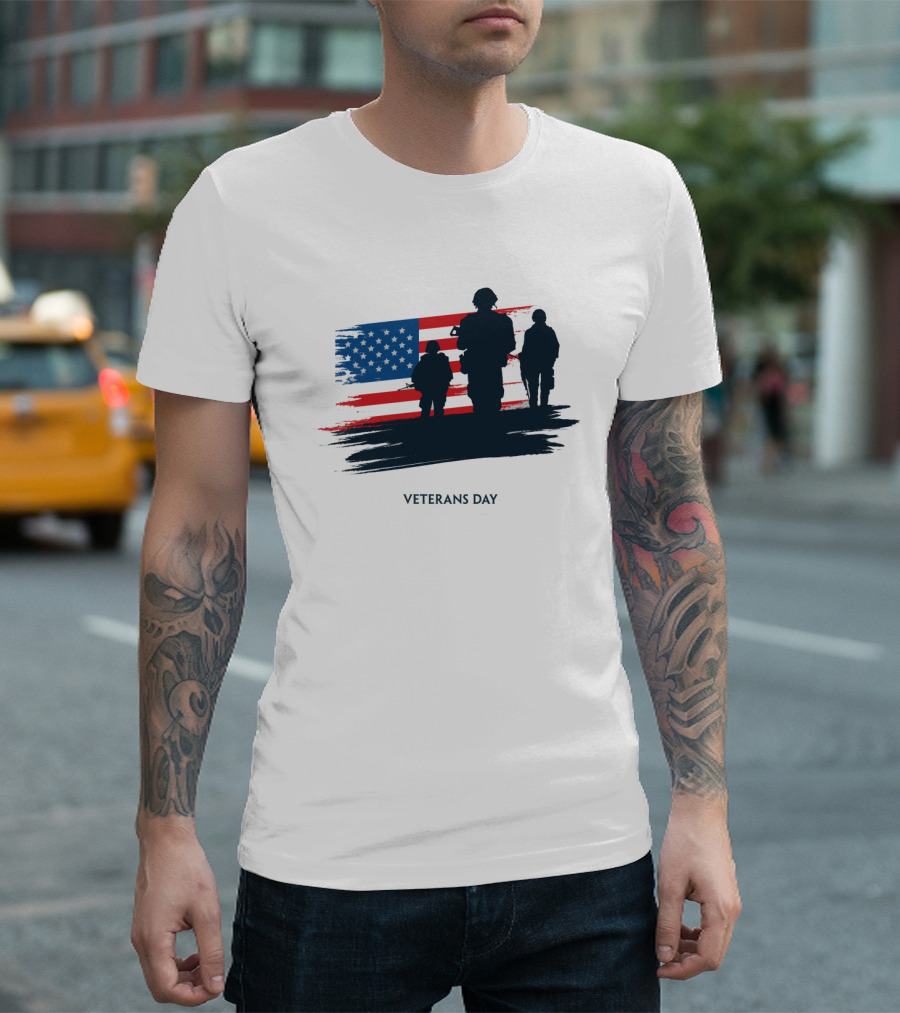 Veterans Day USA Flag with Soldier T-Shirt