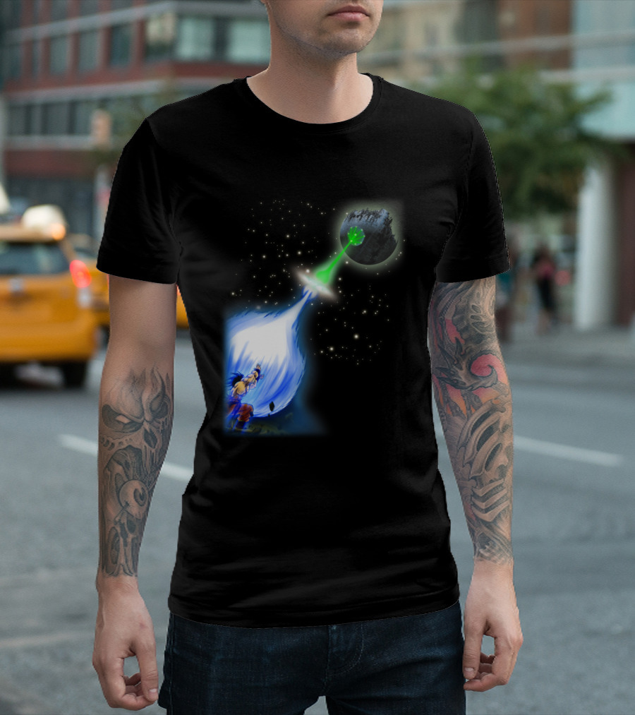 Kamehameha Goku Vs Death Star Superlaser Epic Showdown T-Shirt