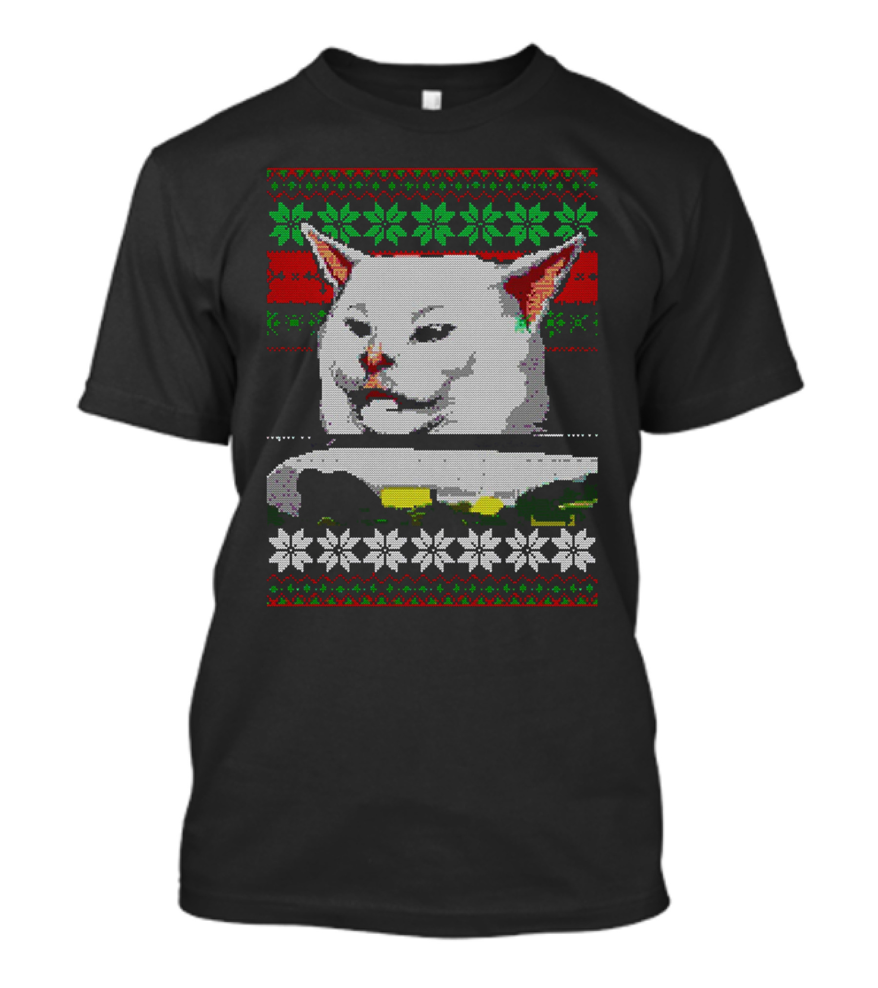 Woman Yelling At Cat Meme Ugly Christmas T-Shirt
