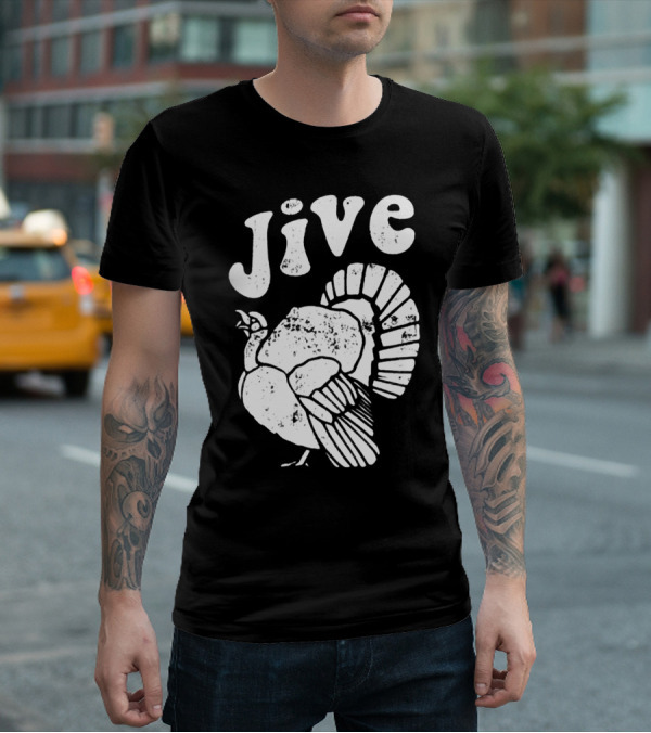 Thanksgiving Jive Turkey Retro Distressed Look T-Shirt